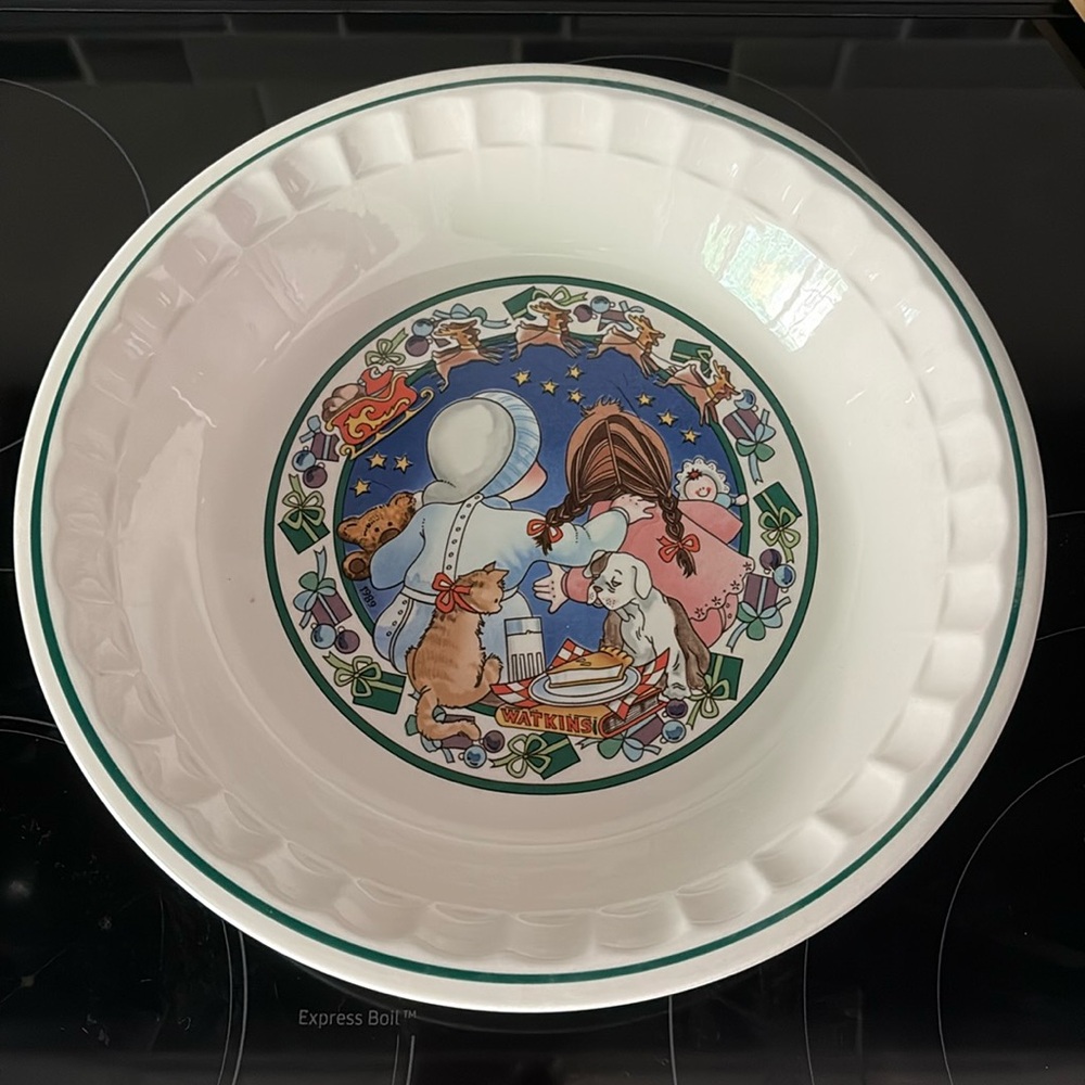 1989 Watkins Country Kids Collectors Recipe Pie Plate